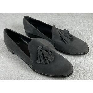 Stuart Weitzman Guido Gray Suede  Tassel Slip On Loafers Women's 10M **NICE**